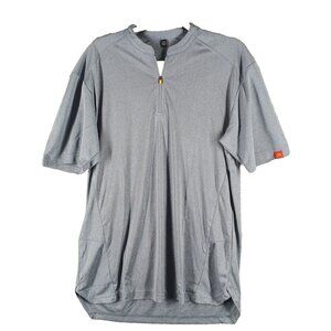 NWT Men McDonald's Uniform Size MEDIUM Henley Zip Knit Blue Pullover